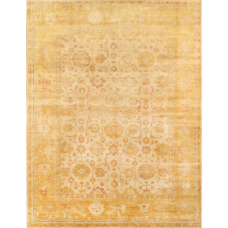 Pasargad Oushak Oriental HandKnotted Wool Beige Area Rug Wayfair